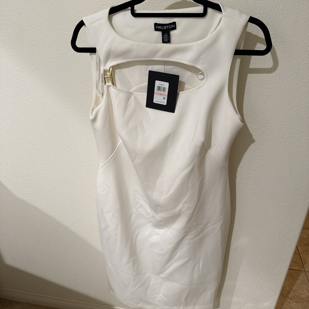Halston Heritage Ivory Cutout Mini Dress